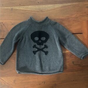 GAP Gray Skull and Cross Bones Halloween Sweater for Kids